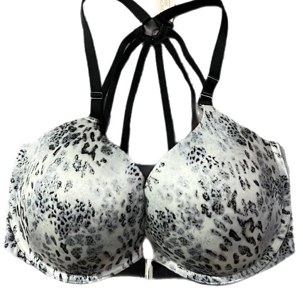 Victorias Secret Very Sexy Push Up Strappy Padded front close bra animal print